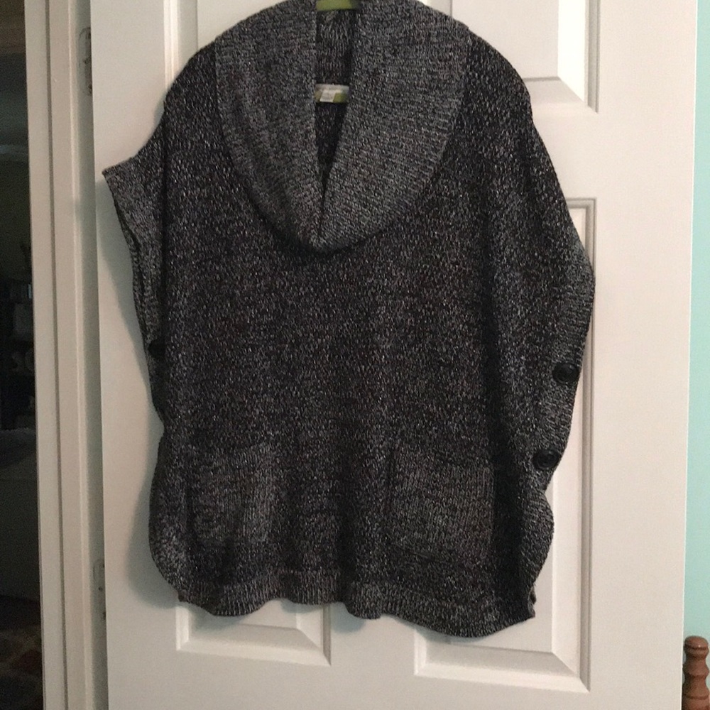 EUC Black heathered cow neck poncho L - Sale clothing items 2 for $15